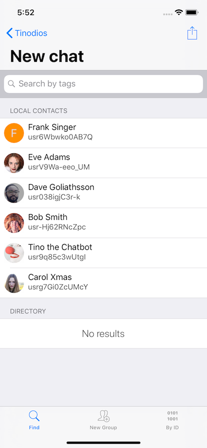 App screenshot - find people