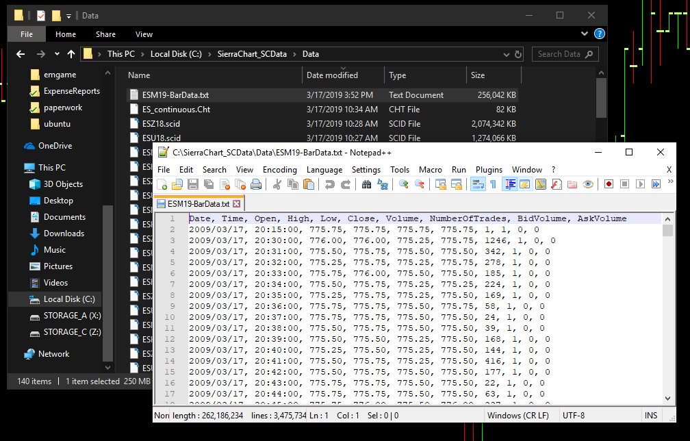 CSV file appearance