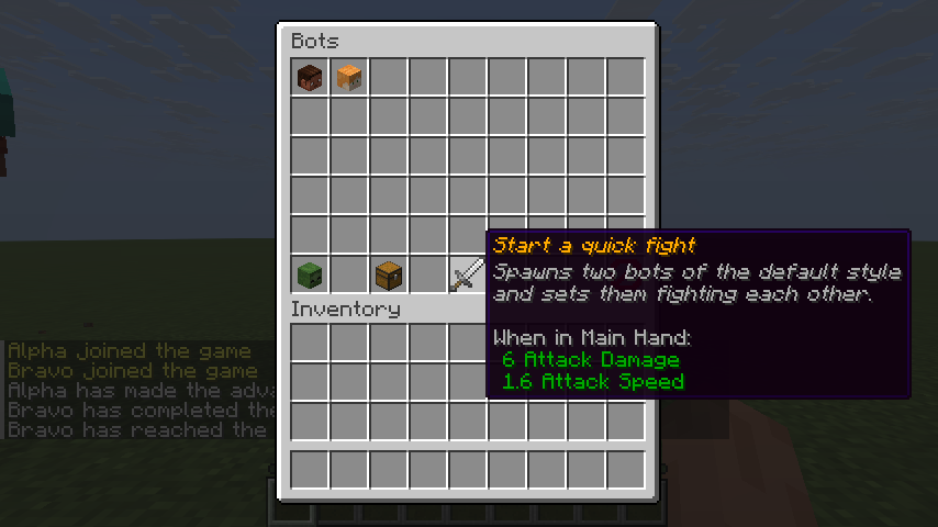 The bot menu