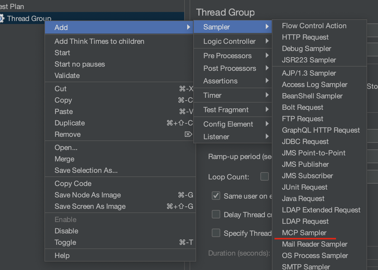 Add MCP Sampler in JMeter