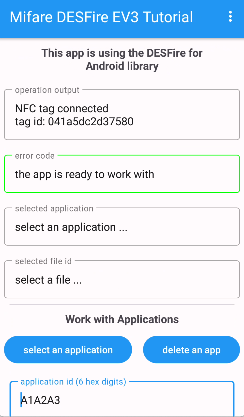 Application after tapping a DESFire tag