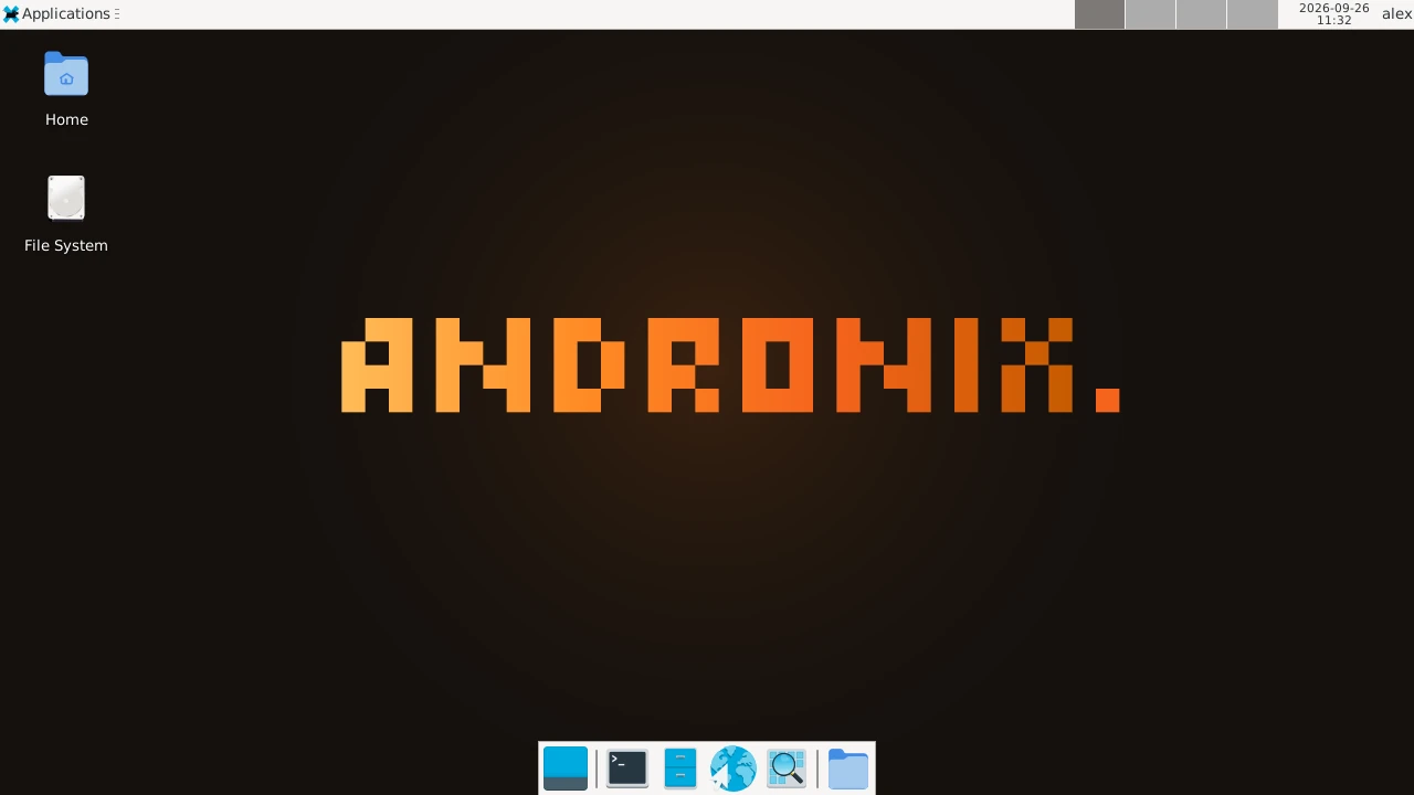 Debian 13 with XFCE, installed by andronix