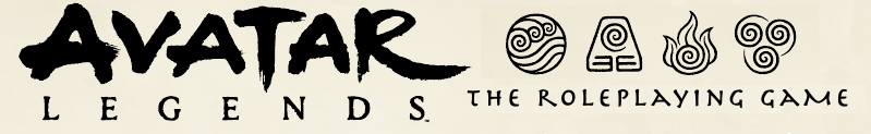 Avatar Legends, the roleplaying game. Shows the 4 element symbols.