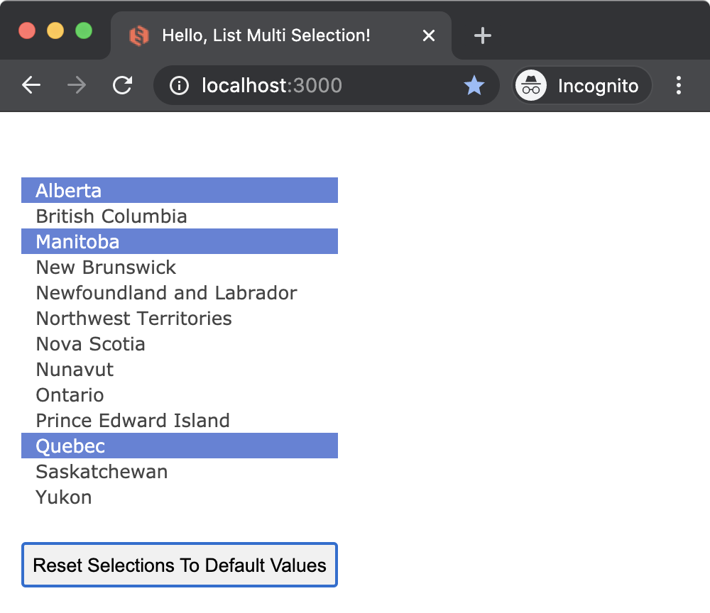 Glimmer DSL for Opal Hello List Multi Selection