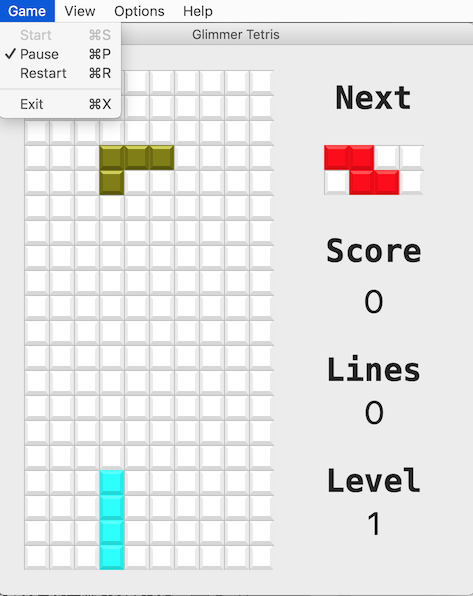 Tetris Game Menu