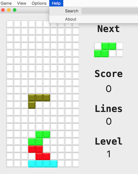 Tetris Help Menu