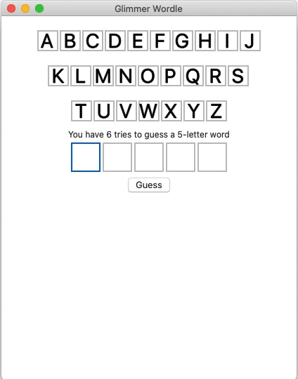 Glimmer Wordle  Word Game Desktop GUI App Written with Glimmer DSL for