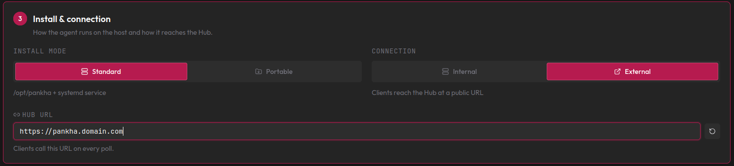 Connection set to External with a public Hub URL