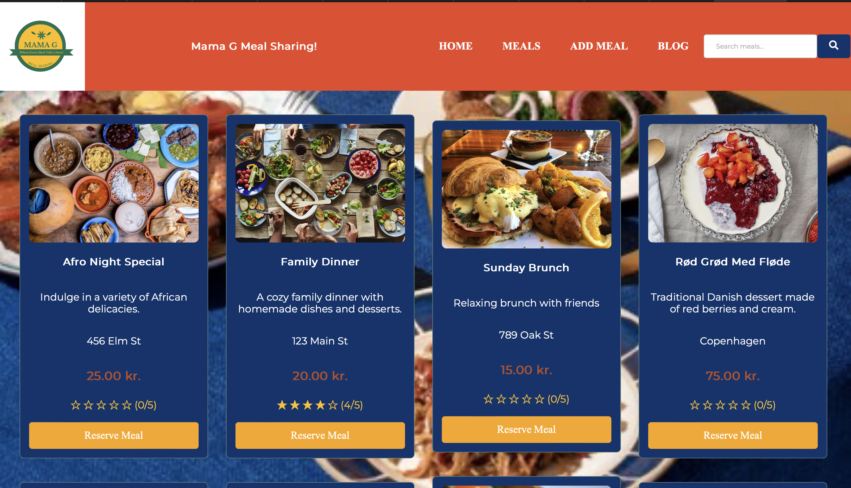 Meal Page