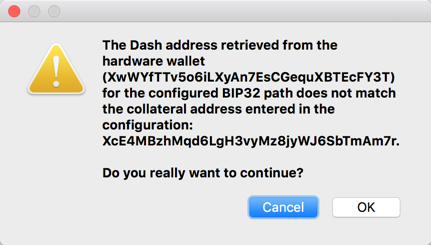 Dash address mismatch