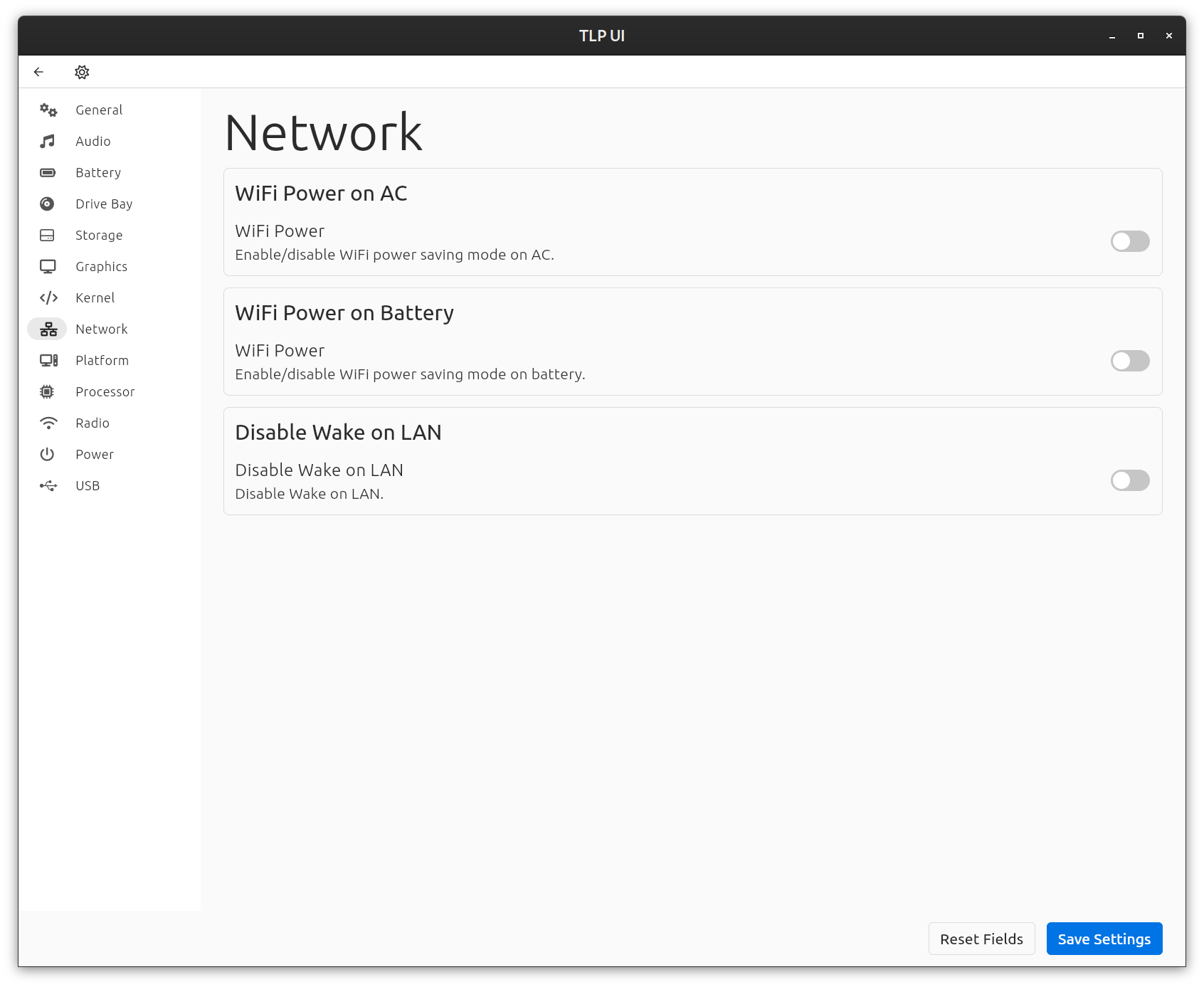 TLP UI network screenshot