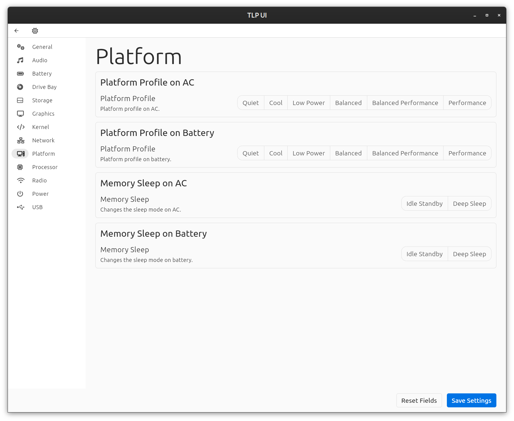 TLP UI platform screenshot