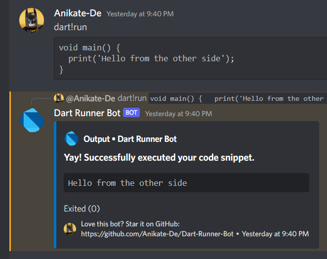 Successful Code Execution Screenshot