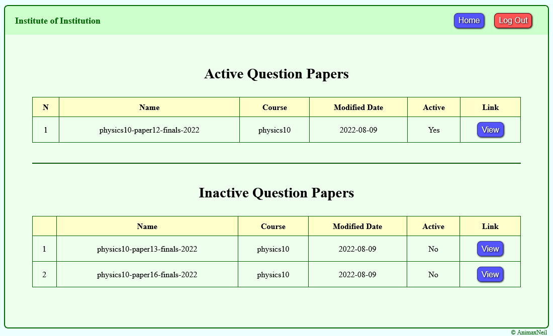 View question papers