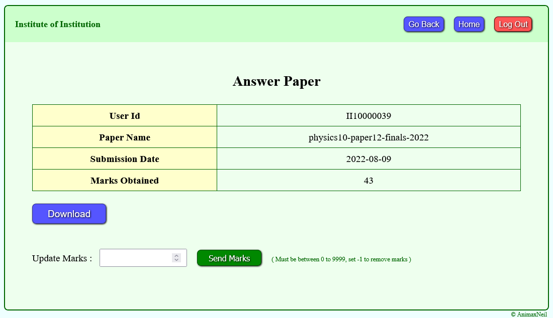 Mark answer paper