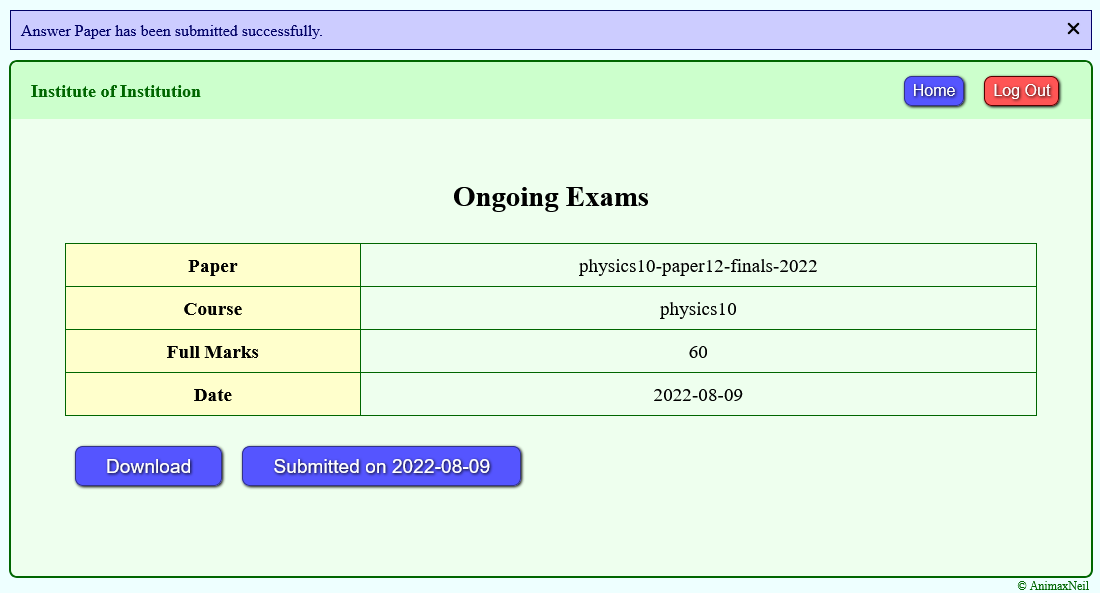 Submit exam