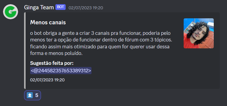 Sugestões msg