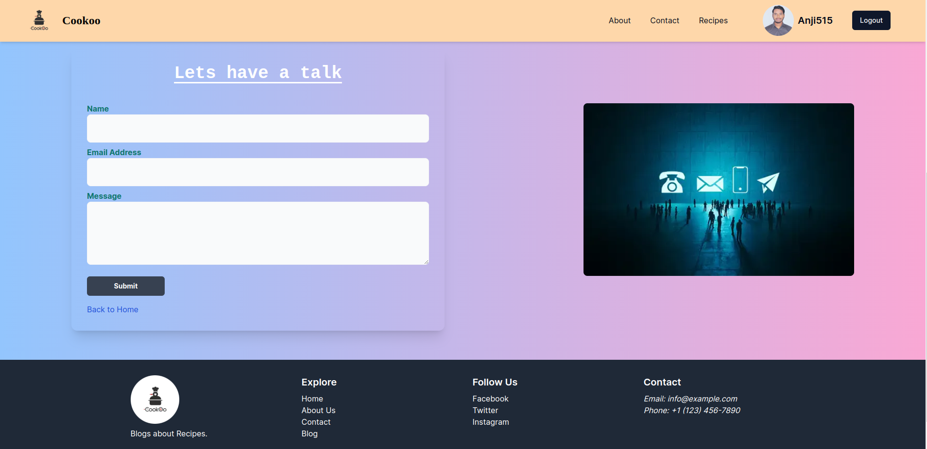 The Contact page