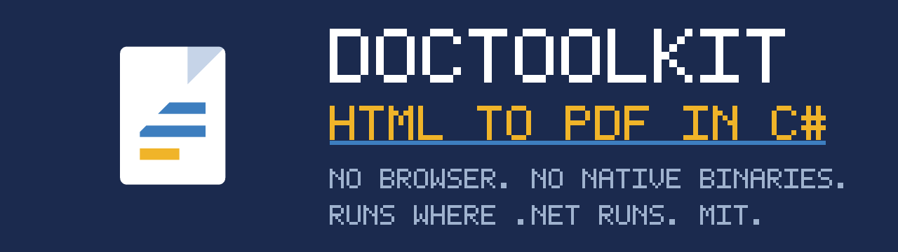 DocToolkit - convert HTML to PDF and DOCX in C#, no browser, no native binaries