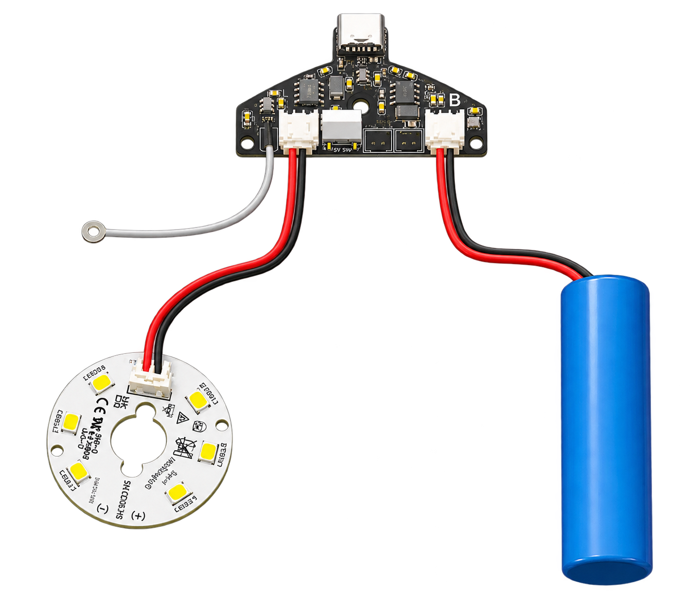 Kit 201 rechargeable driver, single-colour COB LED and battery assembly