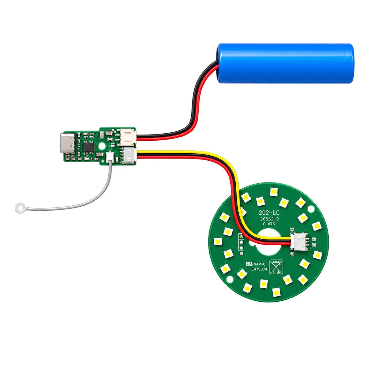 Kit 202 LC rechargeable driver, dual-colour LED and battery assembly