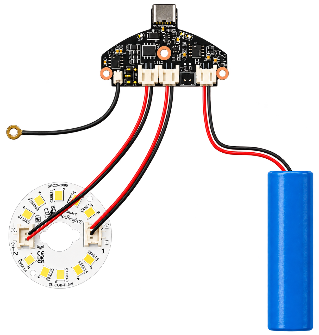 Kit 202 rechargeable driver, dual-colour COB LED and battery assembly
