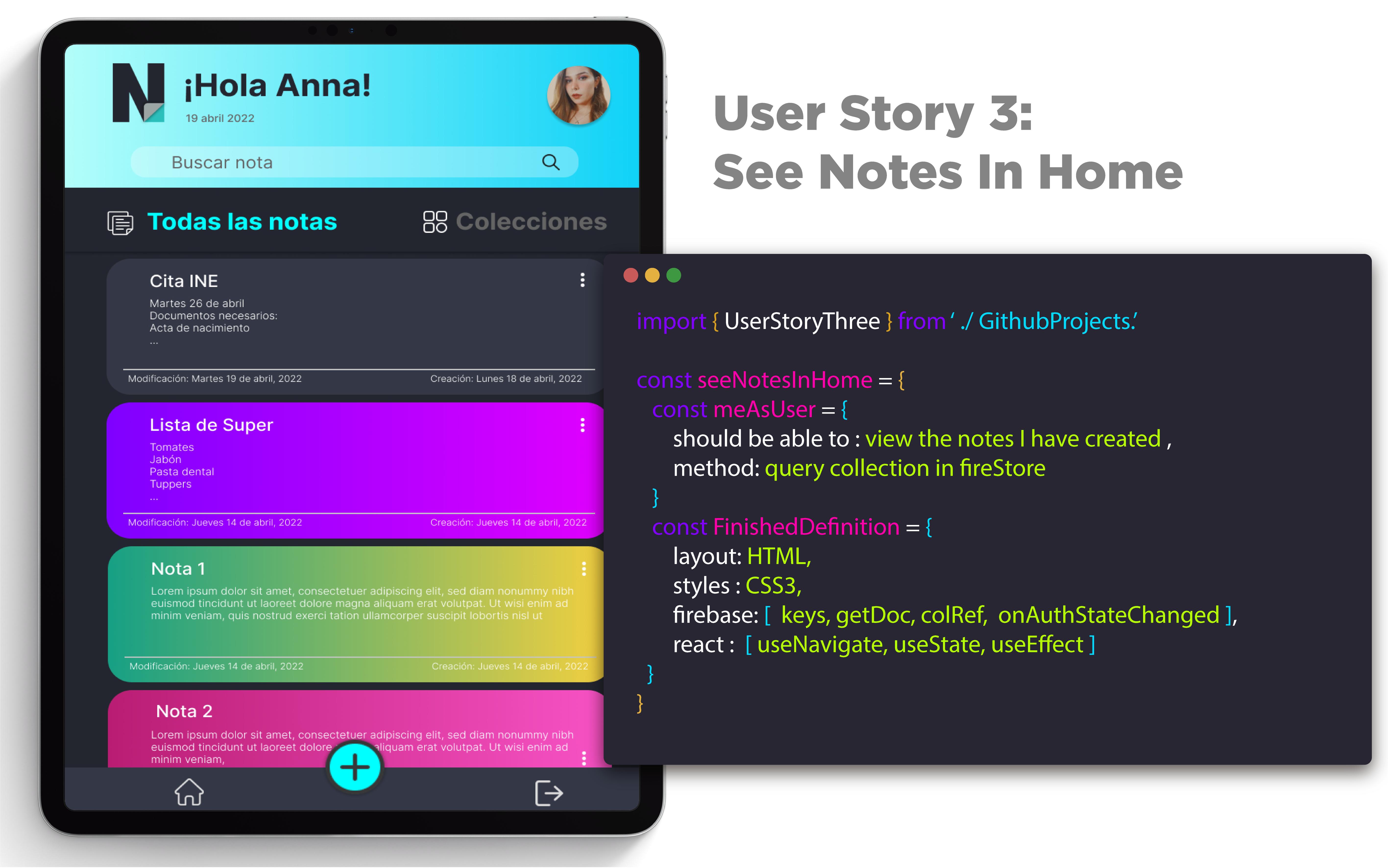 Shows User stories