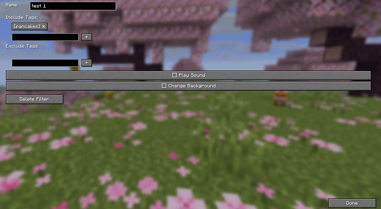 Filters configuration