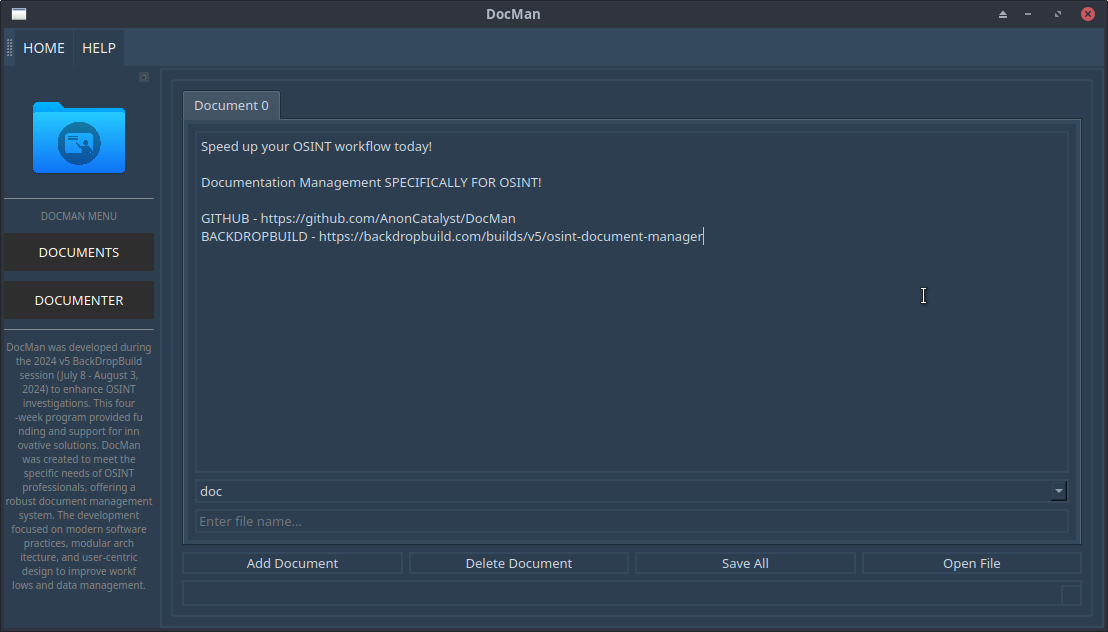 DocMan: Document Manager (GUI) - screenshot