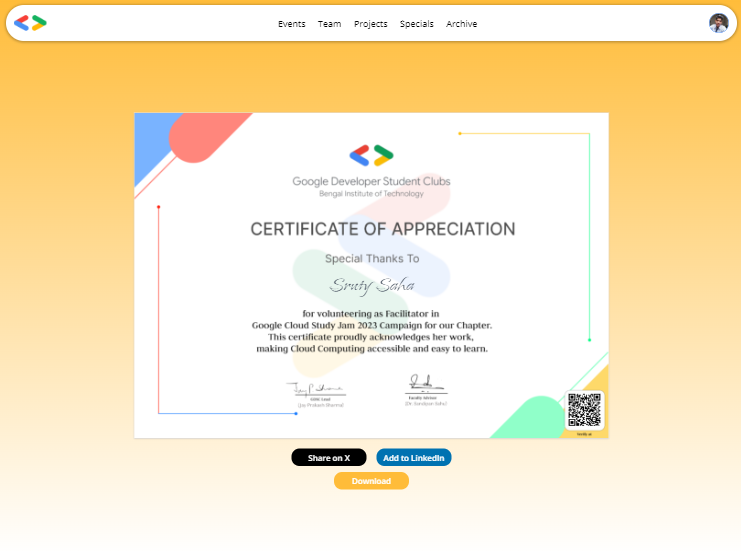 certificate verification page