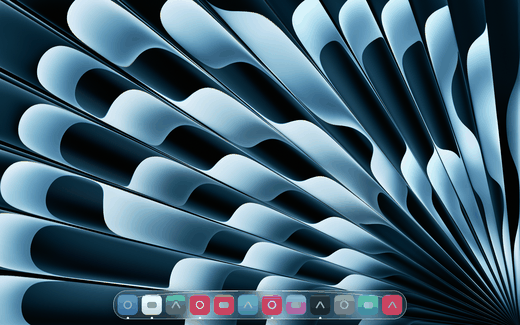 The fold on a macOS 26 desktop with the Dock, closing from a 105 degree resting lid and reopening