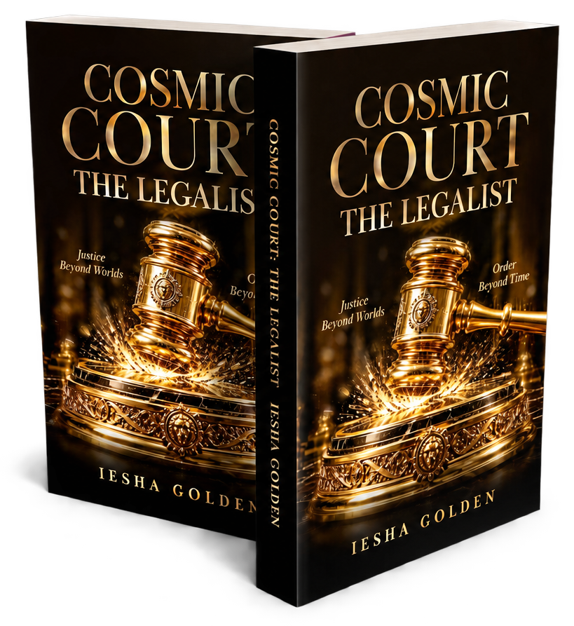 Cosmic Court: The Legalist official two-book paperback mockup by Iesha D. Golden