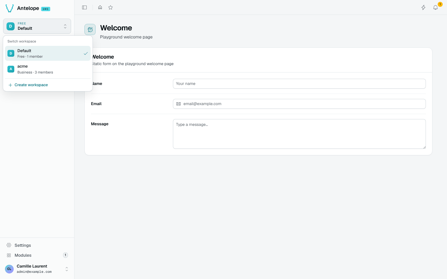 The workspace switcher