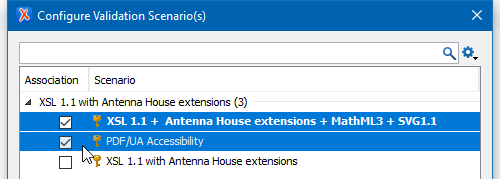 'PDF/UA Accessibility' enabled in 'Configure Validation Scenarios' dialog box