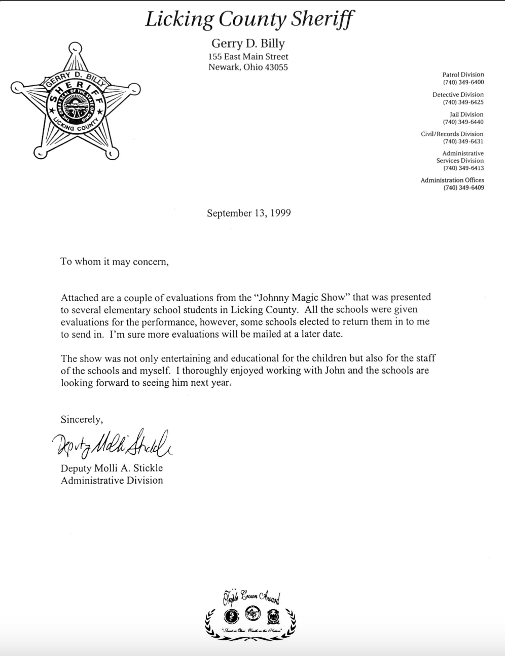 Sheriff Letter 2