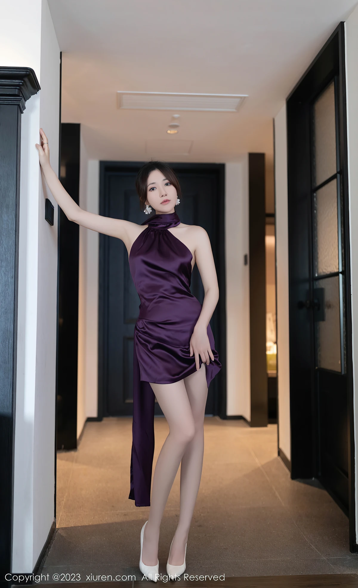 XiuRen No.7324 鱼子酱Fish:紫裙丝袜藏不住的魅惑,DJ圈吸睛密码来了! - 1