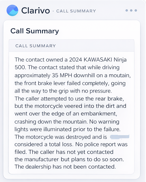Generated Call Summary