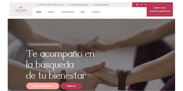 Sitio web de Danya Argote — coach personal