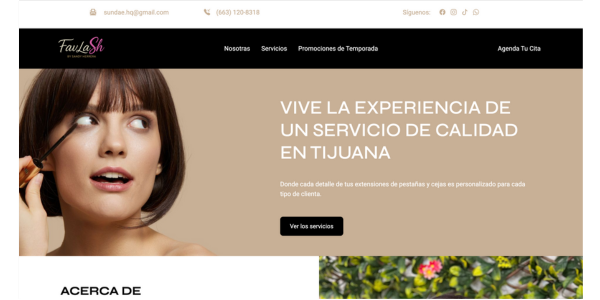 Sitio web de Favlash — estudio de pestañas en Tijuana