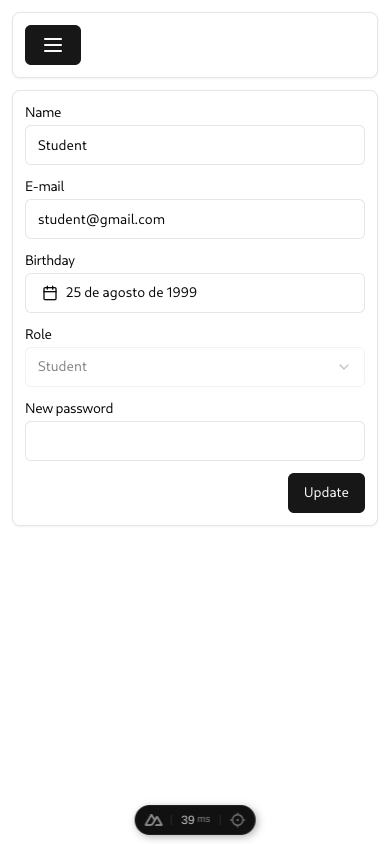 User Form Screen