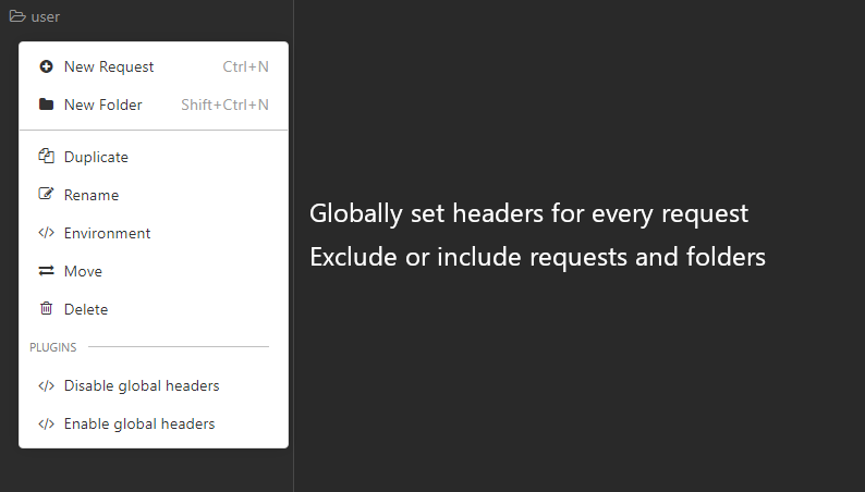 Enable or disable global headers menu screenshot