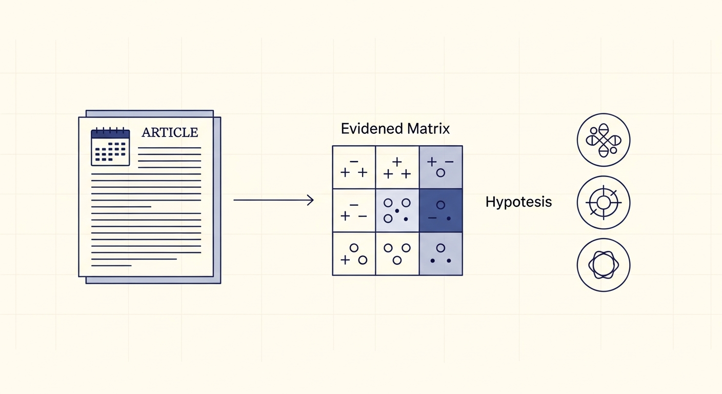 Structured evidence matrix for analyzing competing interpretations of audio-based communications