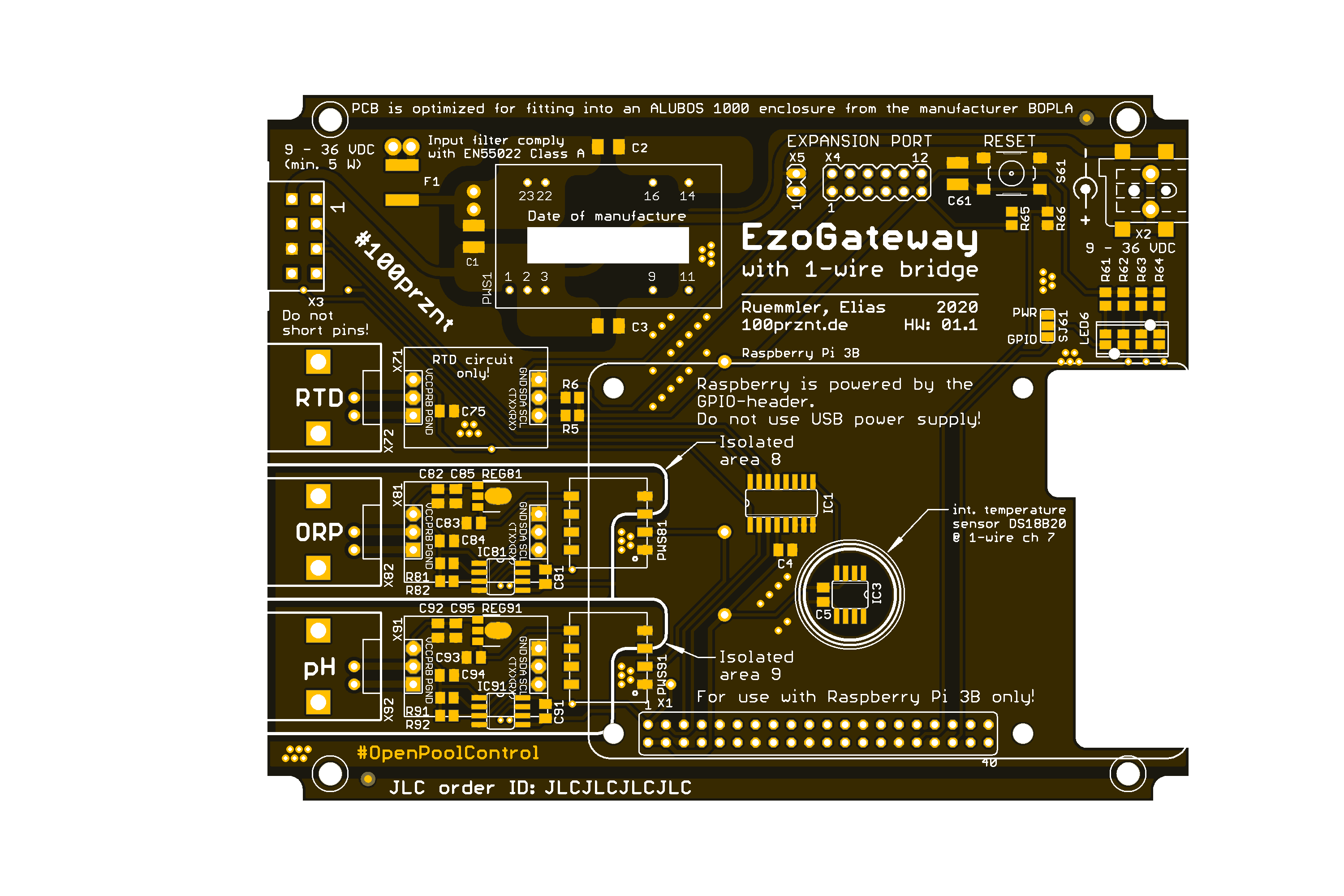 PCB of EzoGateway with 1-wire bridge (v01.1)