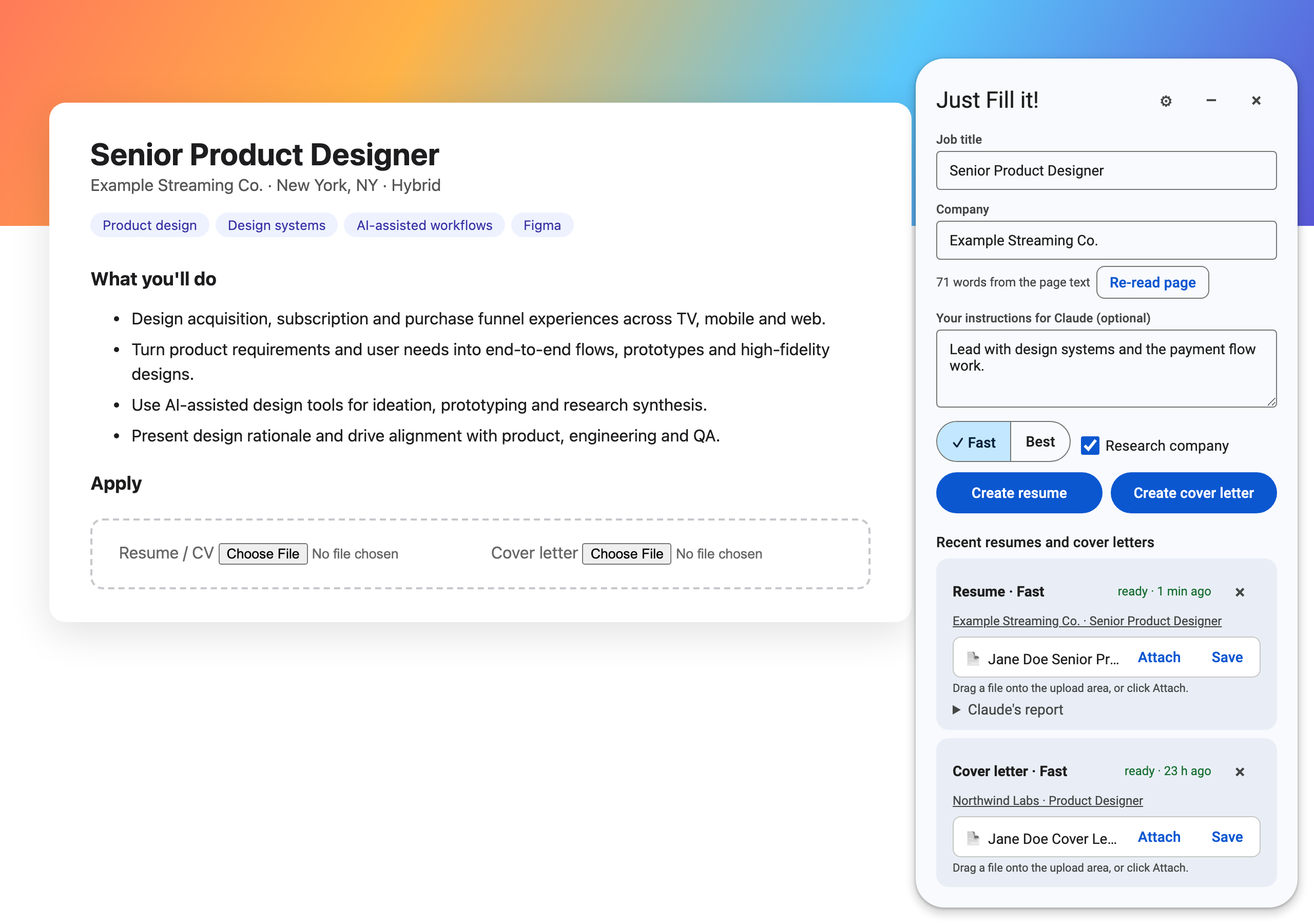 Just Fill it! in Chrome, Material 3