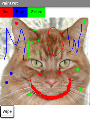 Screenshot of finished paint pot app.