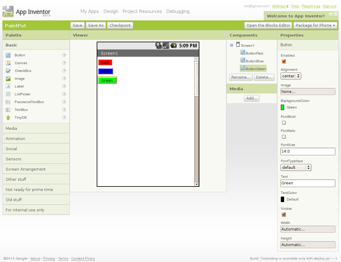 Screenshot with 3 vertical buttons.