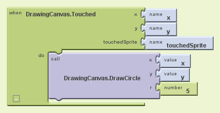 Blocks for the touch event handler.