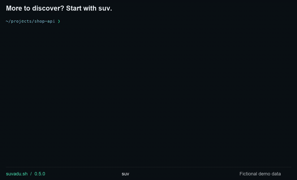 Suvadu Home — browse features, find failed commands, and open filtered history
