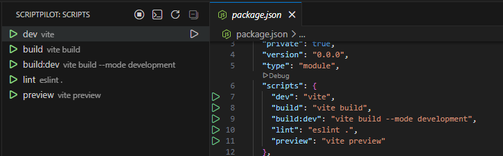 ScriptPilot sidebar with scripts listed
