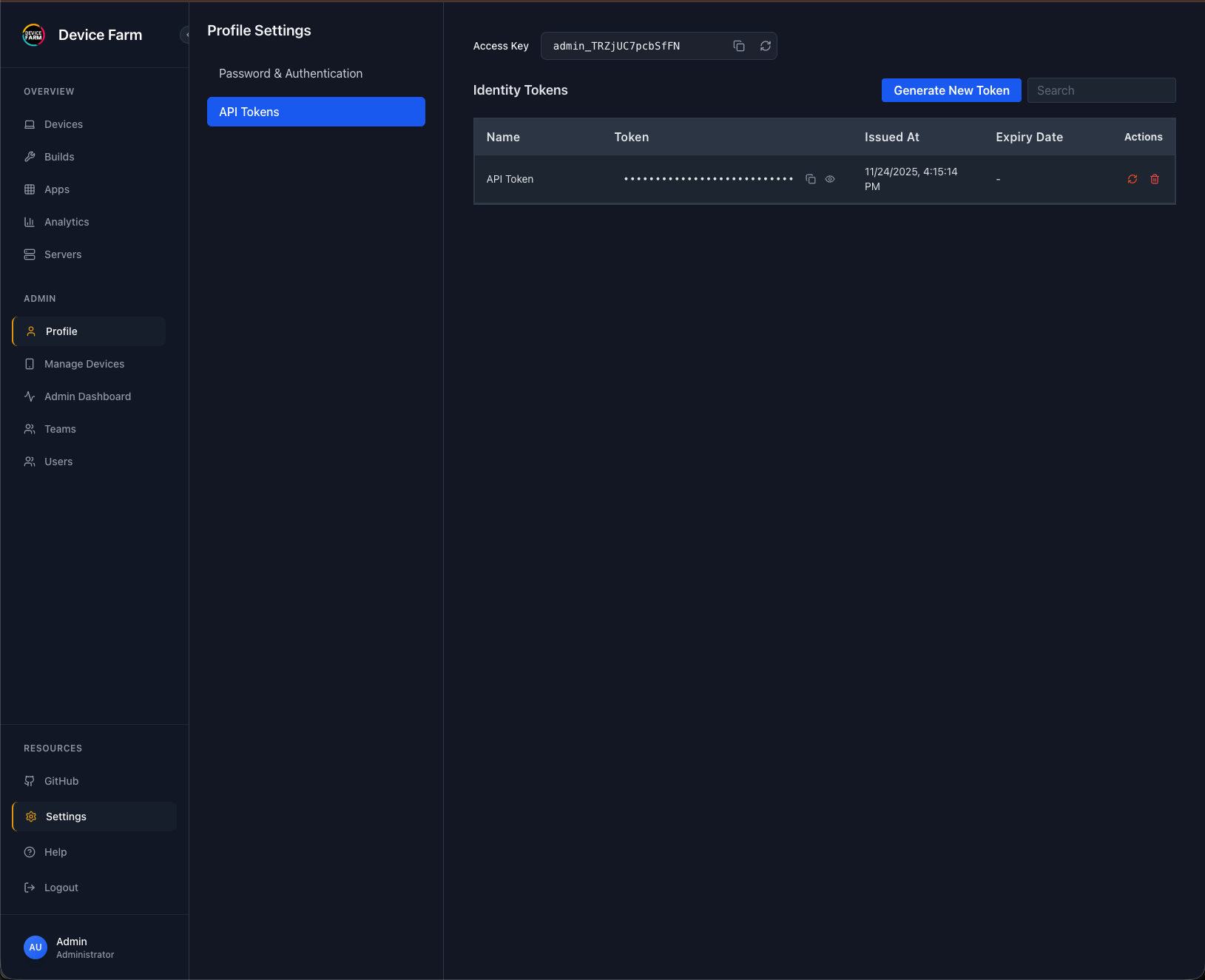 API Token Management